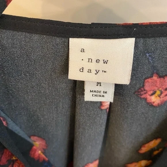 Womens A New Day black dress with pink flowers, medium, fit and flare - Picture 4 of 4